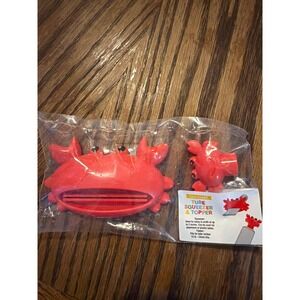 Red Crab Toothpaste Tube Squeezer and Topper Set 2 Piece Novelty Bathroom Decor